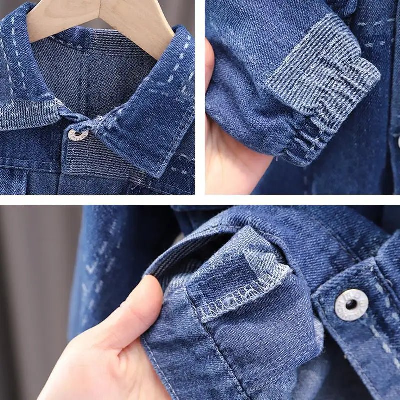 Boy's denim suit Spring and autumn new children fashion foreign style coat boy handsome fried street suit 1 2 3 7 12 15 Y - PratSN