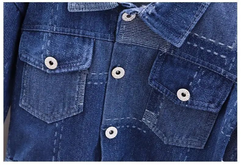 Boy's denim suit Spring and autumn new children fashion foreign style coat boy handsome fried street suit 1 2 3 7 12 15 Y - PratSN