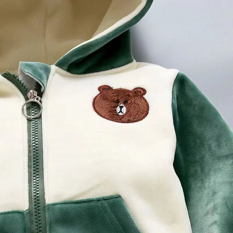 Boys Girls Padded Sets New Autumn Winter Children's Suits Kids Hooded Jackets +Pants 3Pcs Outfits Baby Spring Cartoon Clothing - PratSN