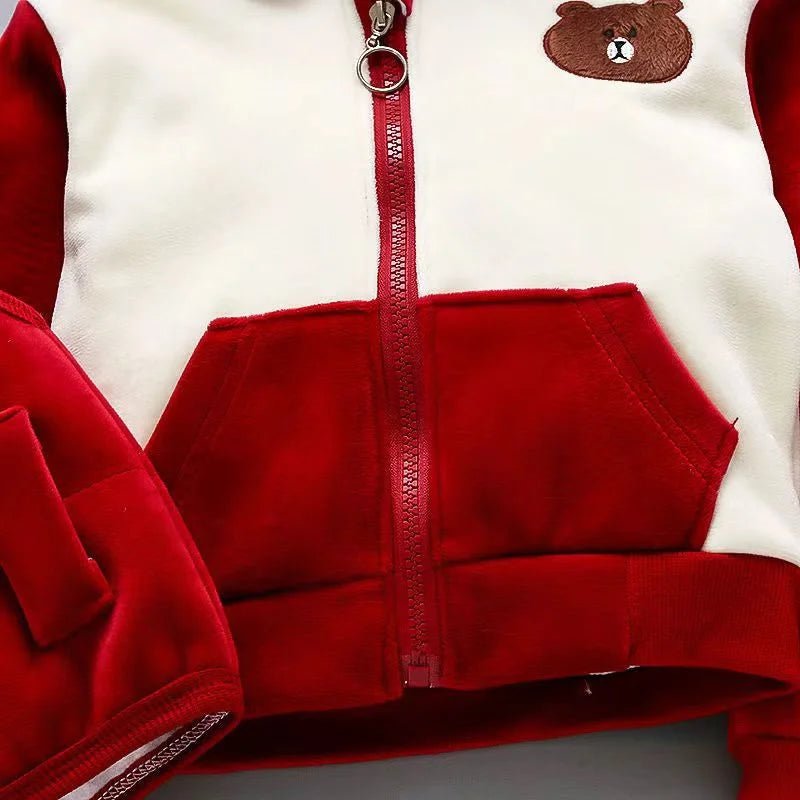 Boys Girls Padded Sets New Autumn Winter Children's Suits Kids Hooded Jackets +Pants 3Pcs Outfits Baby Spring Cartoon Clothing - PratSN