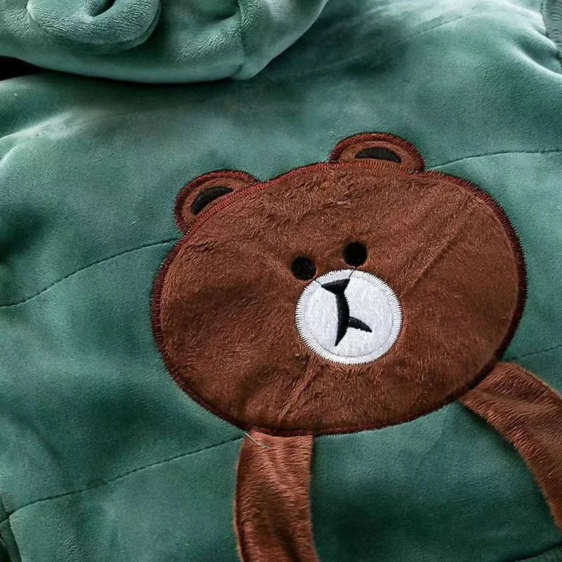 Boys Girls Padded Sets New Autumn Winter Children's Suits Kids Hooded Jackets +Pants 3Pcs Outfits Baby Spring Cartoon Clothing - PratSN