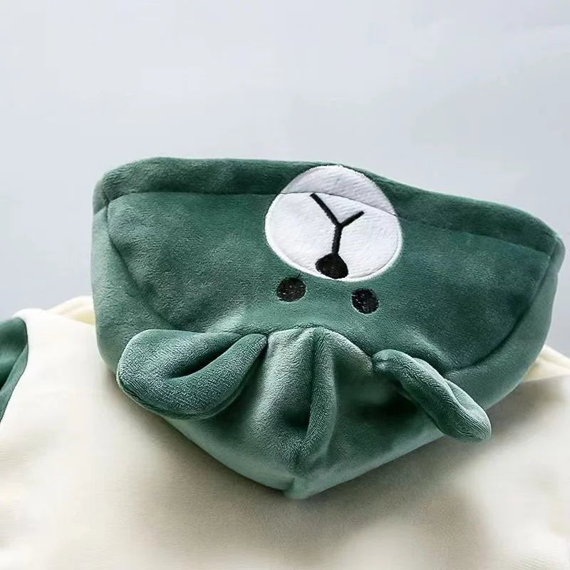Boys Girls Padded Sets New Autumn Winter Children's Suits Kids Hooded Jackets +Pants 3Pcs Outfits Baby Spring Cartoon Clothing - PratSN