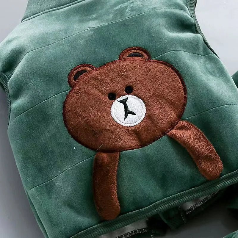 Boys Girls Padded Sets New Autumn Winter Children's Suits Kids Hooded Jackets +Pants 3Pcs Outfits Baby Spring Cartoon Clothing - PratSN