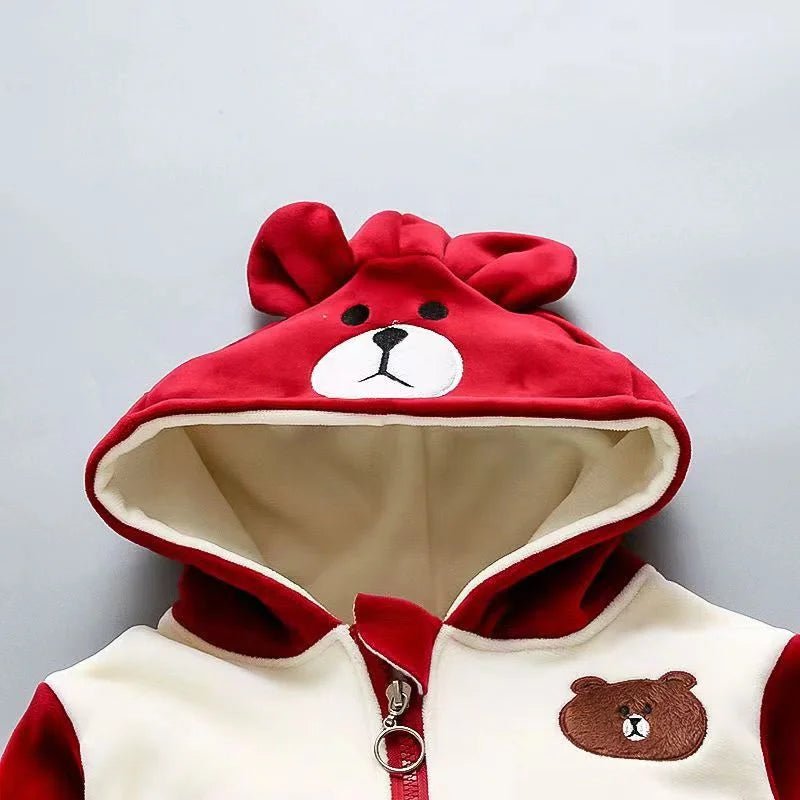Boys Girls Padded Sets New Autumn Winter Children's Suits Kids Hooded Jackets +Pants 3Pcs Outfits Baby Spring Cartoon Clothing - PratSN