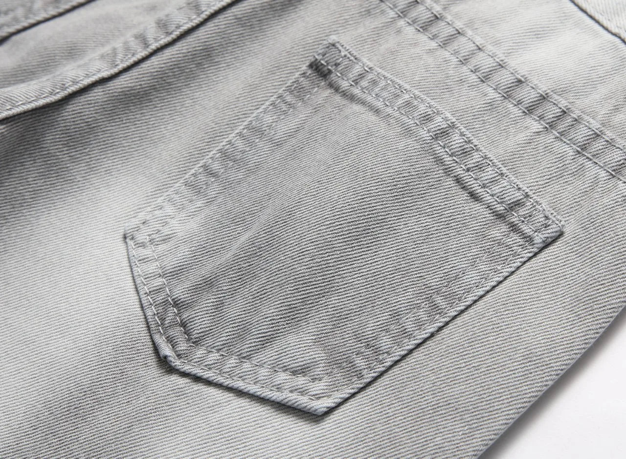 Boys' Light Blue Retro Straight - leg Ripped Jeans Children Washed Distressed Stretch Denim Trousers Big Kids Casual Pants 5 - 16y - PratSN