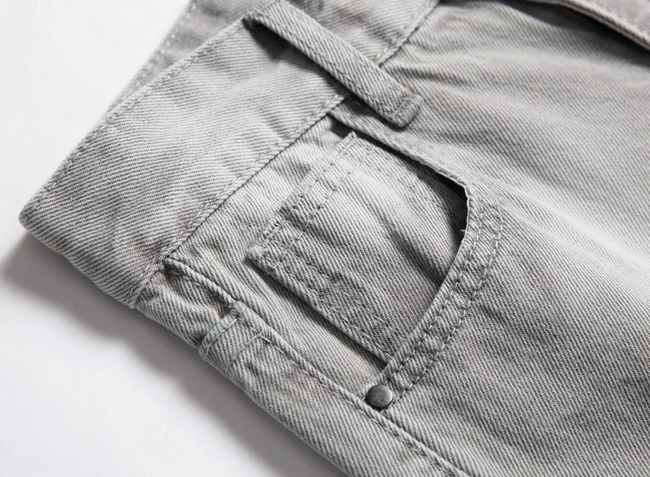 Boys' Light Blue Retro Straight - leg Ripped Jeans Children Washed Distressed Stretch Denim Trousers Big Kids Casual Pants 5 - 16y - PratSN