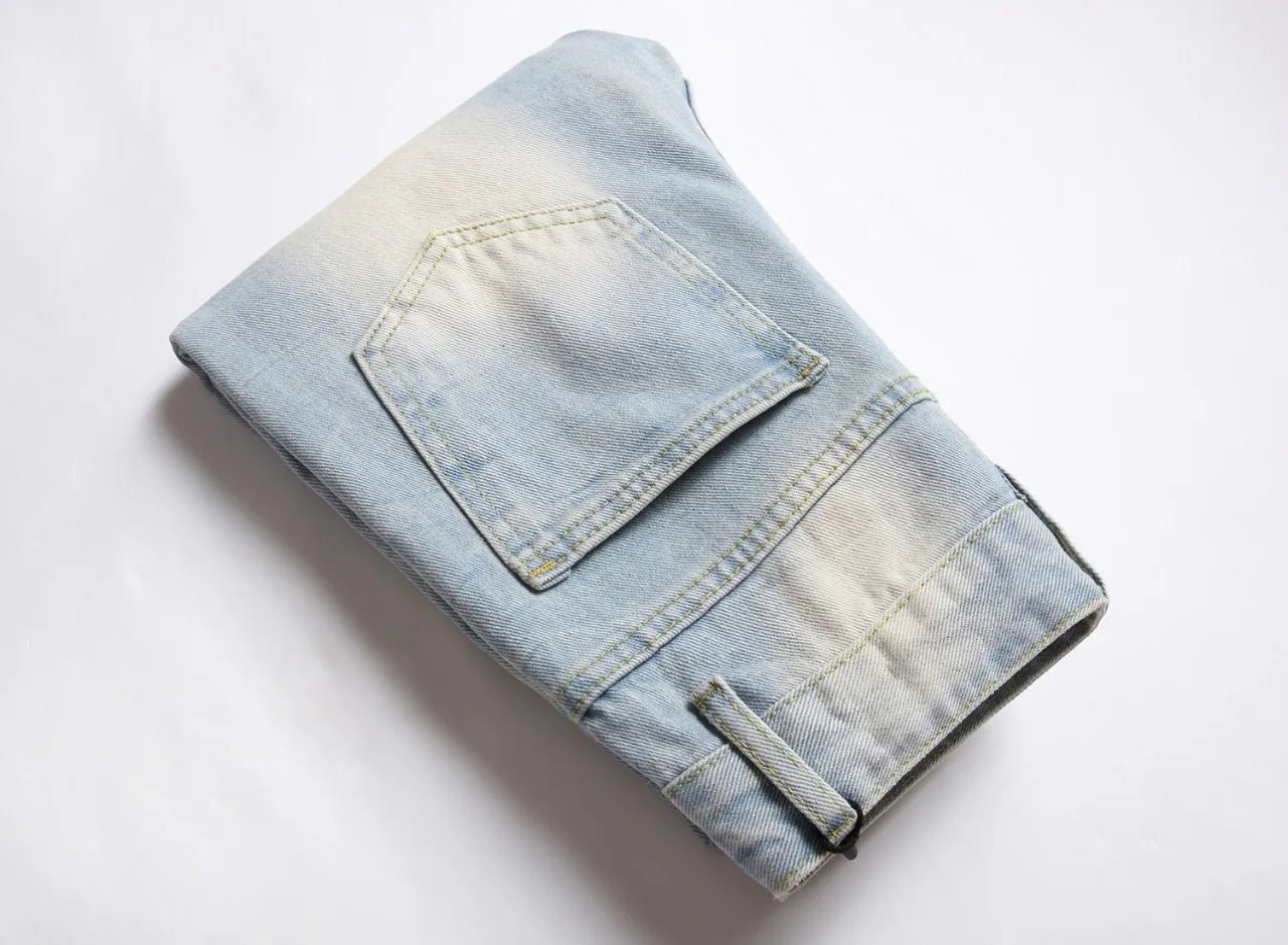 Boys' Light Blue Retro Straight - leg Ripped Jeans Children Washed Distressed Stretch Denim Trousers Big Kids Casual Pants 5 - 16y - PratSN