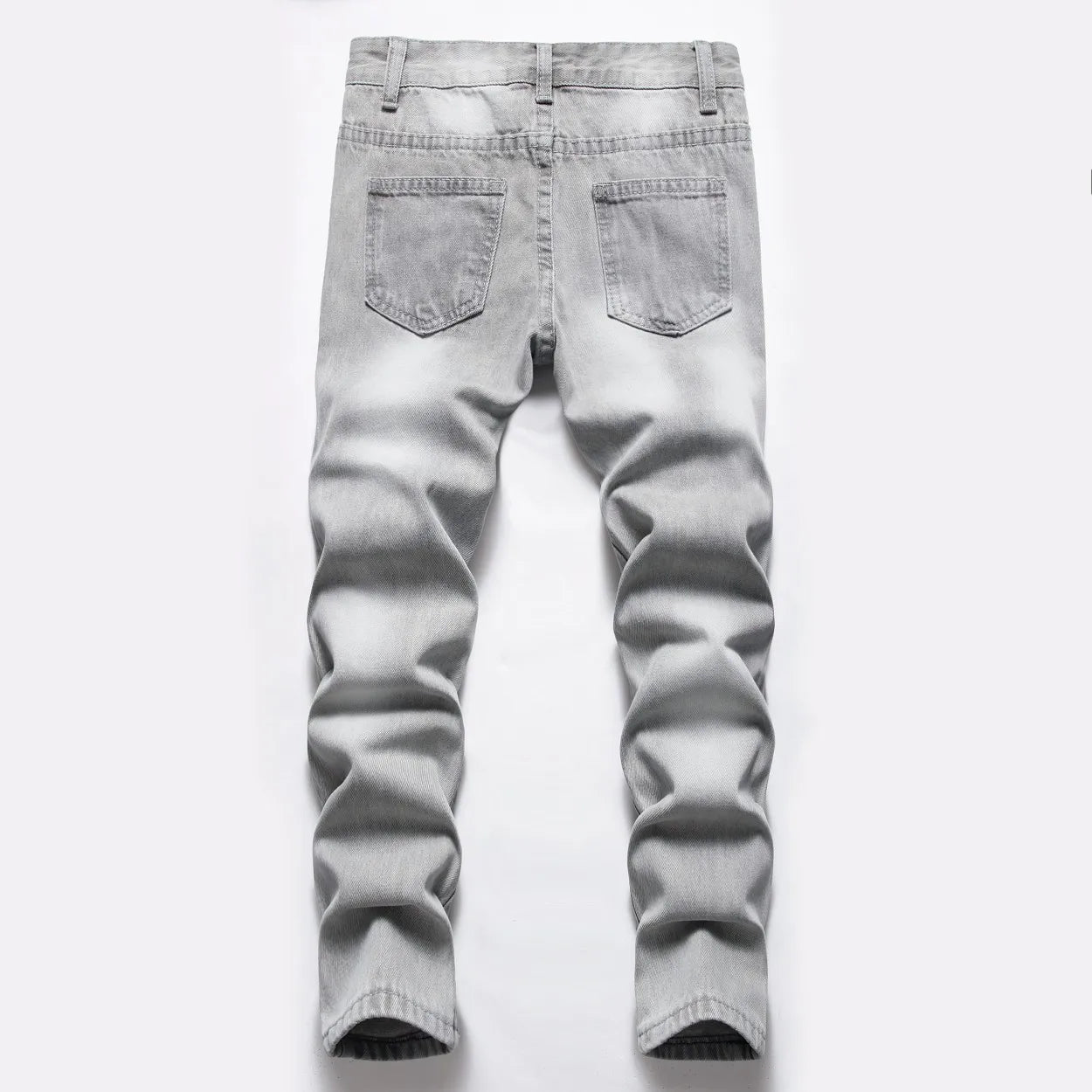 Boys' Light Blue Retro Straight - leg Ripped Jeans Children Washed Distressed Stretch Denim Trousers Big Kids Casual Pants 5 - 16y - PratSN