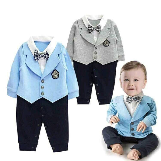 Boys Long Sleeve Bow Gentleman Romper - PratSN