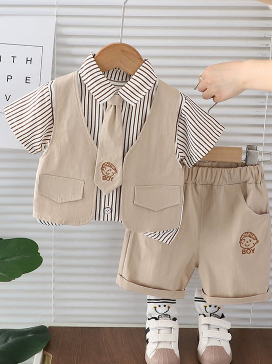 Boys' Shirt Vest Three - Piece Summer Dress - PratSN