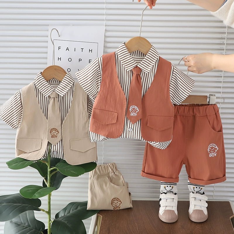 Boys' Shirt Vest Three - Piece Summer Dress - PratSN