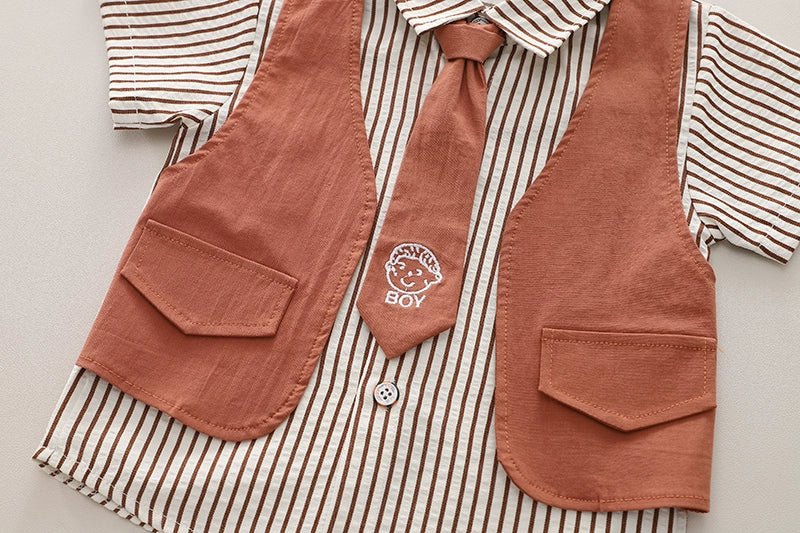 Boys' Shirt Vest Three - Piece Summer Dress - PratSN