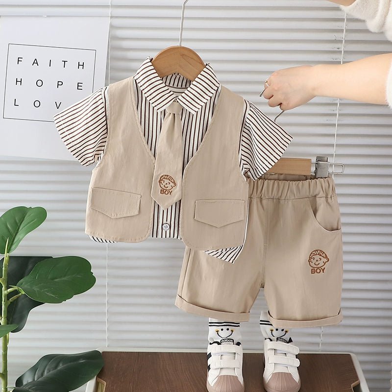 Boys' Shirt Vest Three - Piece Summer Dress - PratSN
