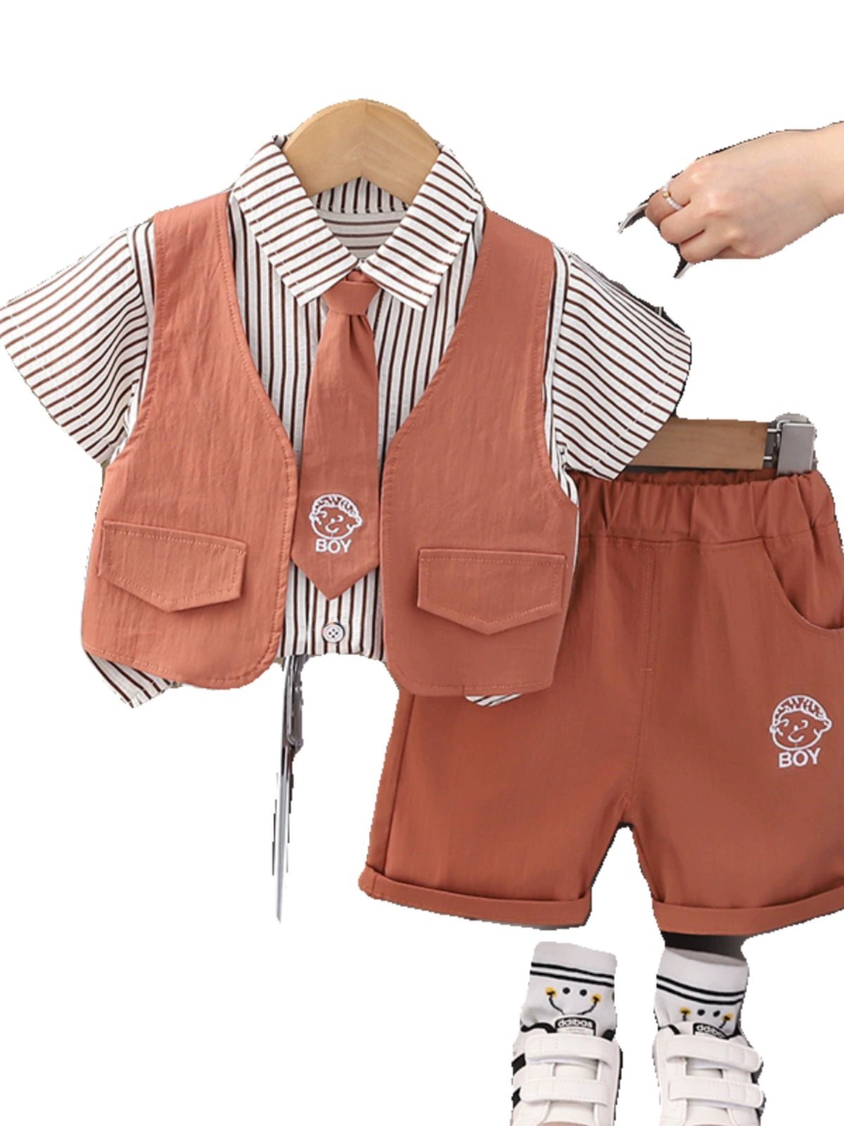 Boys' Shirt Vest Three - Piece Summer Dress - PratSN