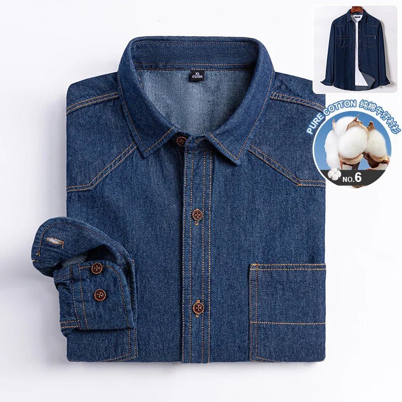 Brand Elastic Cotton Denim Shirt Men Long Sleeve Quality Cowboy Shirts for Men Casual Slim Fit Mens Designer Clothing - PratSN