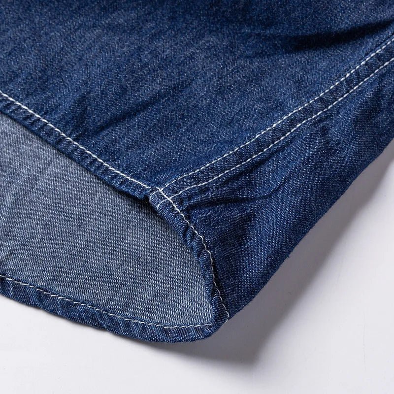Brand Elastic Cotton Denim Shirt Men Long Sleeve Quality Cowboy Shirts for Men Casual Slim Fit Mens Designer Clothing - PratSN