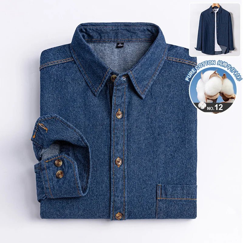 Brand Elastic Cotton Denim Shirt Men Long Sleeve Quality Cowboy Shirts for Men Casual Slim Fit Mens Designer Clothing - PratSN
