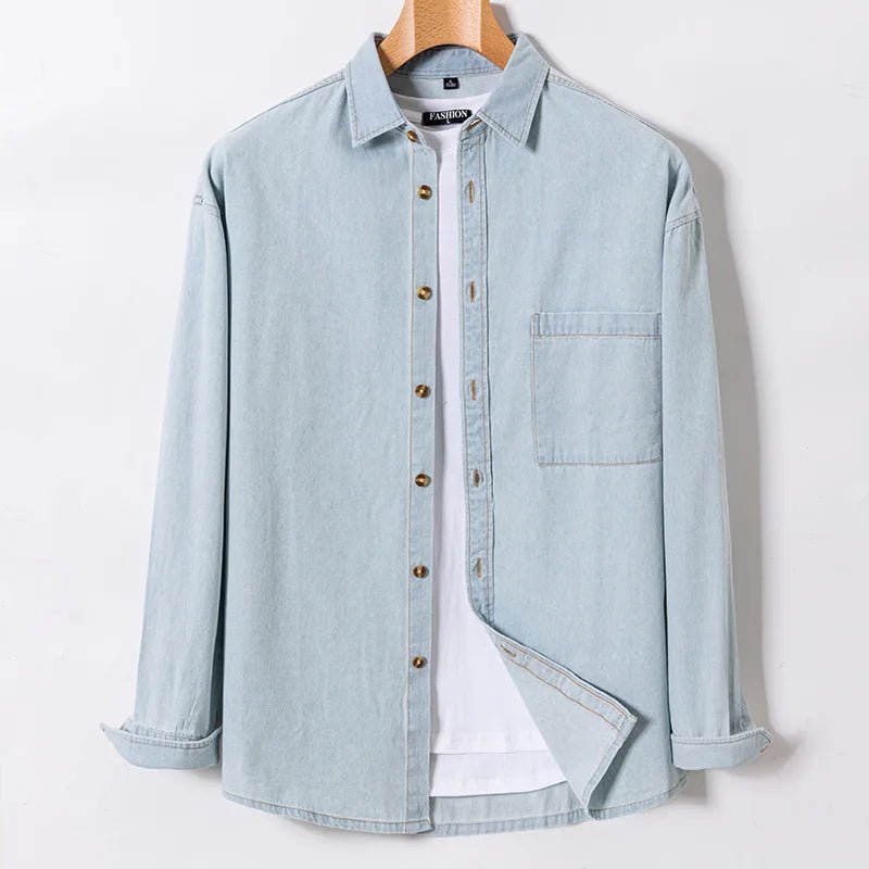 Brand Elastic Cotton Denim Shirt Men Long Sleeve Quality Cowboy Shirts for Men Casual Slim Fit Mens Designer Clothing - PratSN