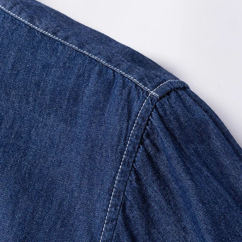 Brand Elastic Cotton Denim Shirt Men Long Sleeve Quality Cowboy Shirts for Men Casual Slim Fit Mens Designer Clothing - PratSN