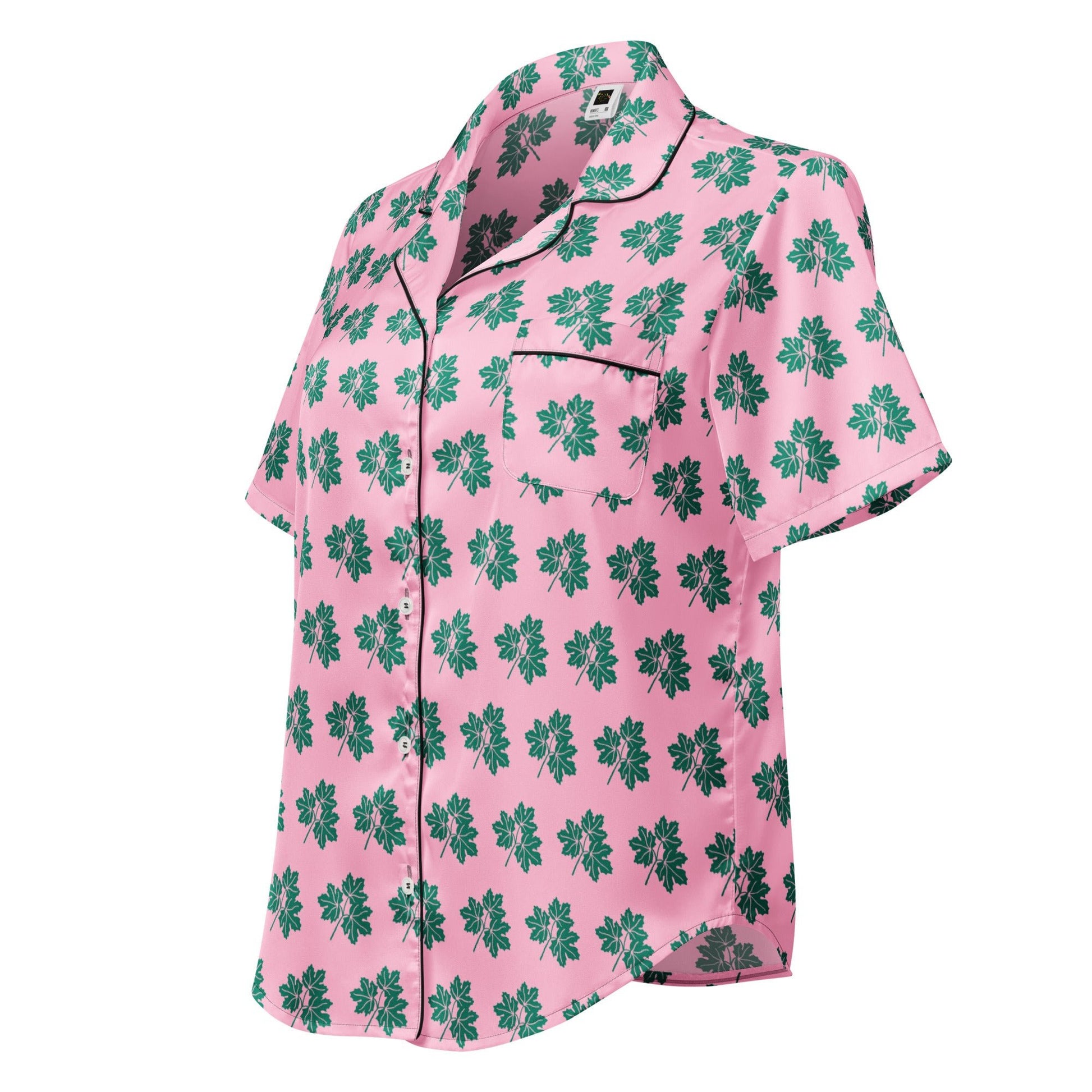 Brilliant Rose Color All - over print women’s short sleeve pajama top - PratSN