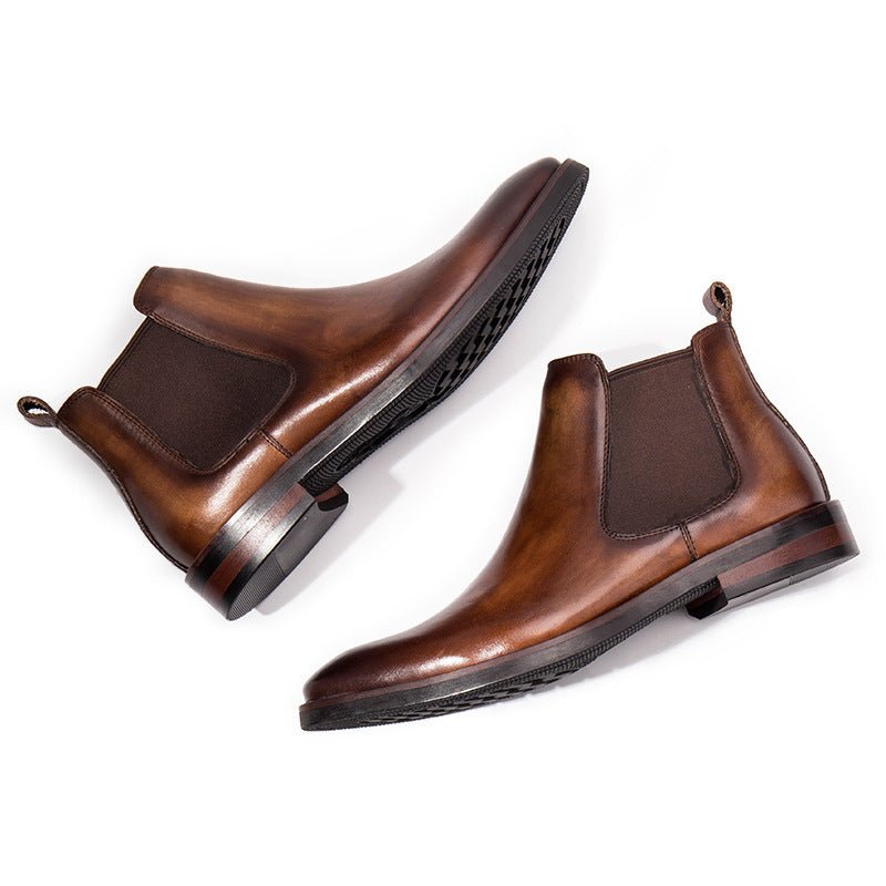 Brown Head Leather Business Shoes For Men - PratSN