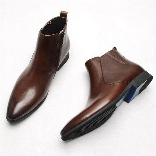 Brown Head Leather Business Shoes For Men - PratSN