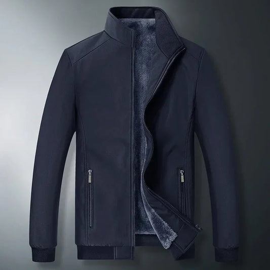 BROWON Brand Jacket for Men Fashion Stand Collar Business Casual Clothes Man 2025 New Solid Color Fleece Warm Winter Jacket Men - PratSN