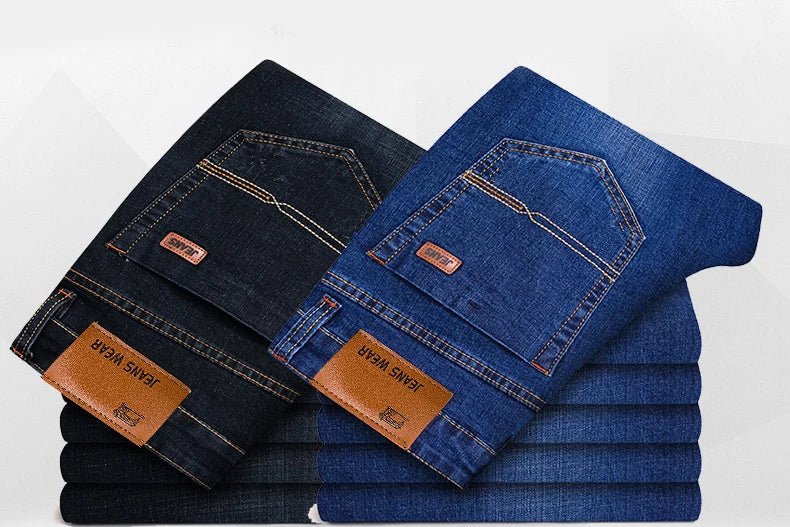 Business Men's Jeans Casual Straight Stretch Fashion Classic Blue Black Work Denim Trousers Male Brand Clothing - PratSN