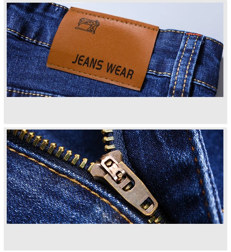 Business Men's Jeans Casual Straight Stretch Fashion Classic Blue Black Work Denim Trousers Male Brand Clothing - PratSN