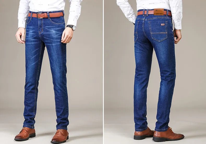 Business Men's Jeans Casual Straight Stretch Fashion Classic Blue Black Work Denim Trousers Male Brand Clothing - PratSN