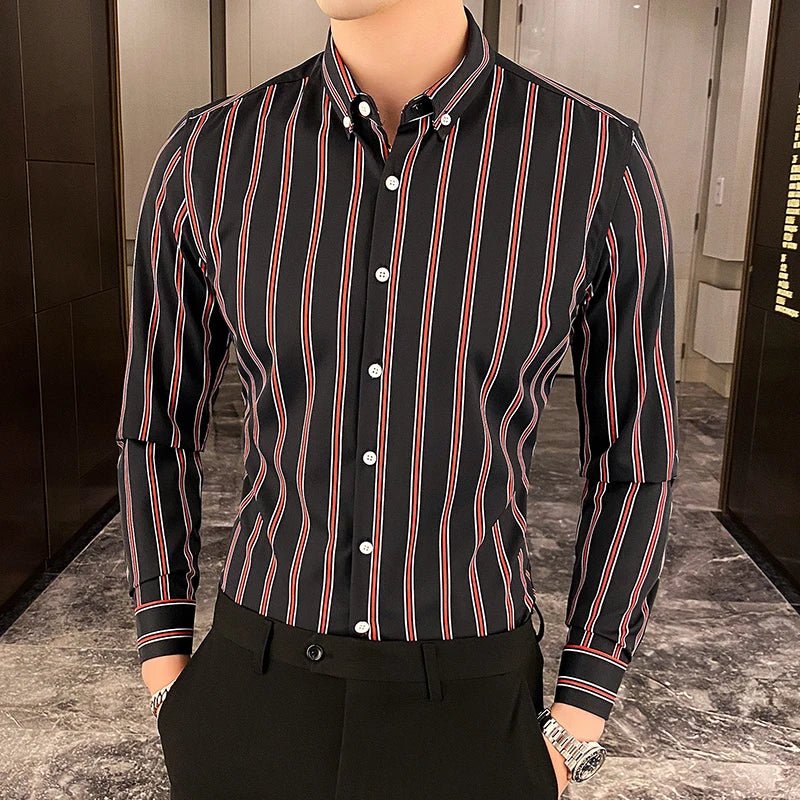 Camisas De Hombre Korean Luxury Clothing New Long Sleeve Striped Social Shirts For Men Business Casual Formal Blouse Homme 5XL - M - PratSN