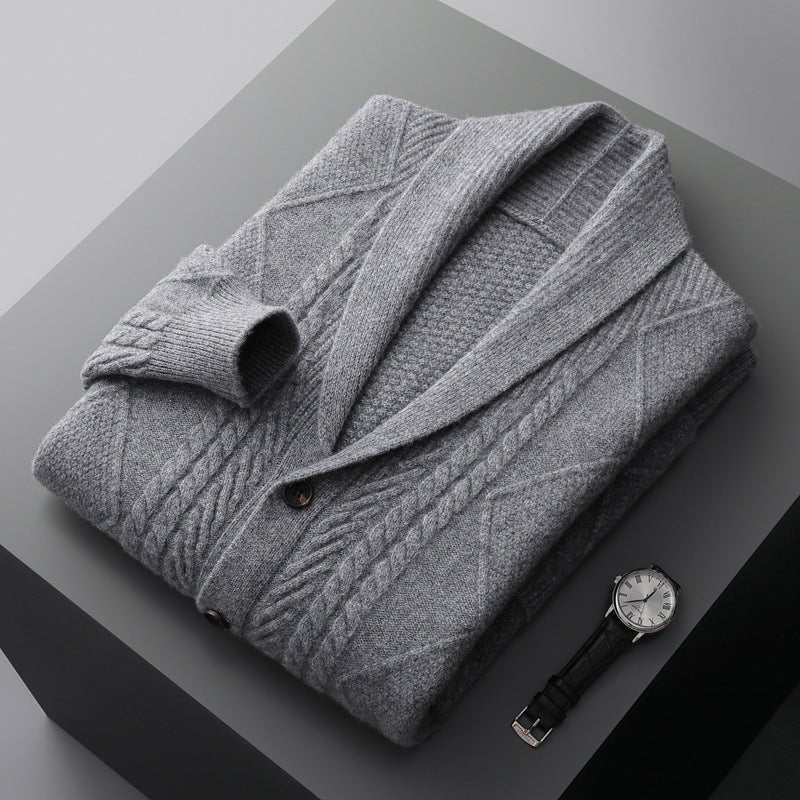 Cashmere Cardigan Men's Half Turtleneck Button Cashmere Coat - PratSN