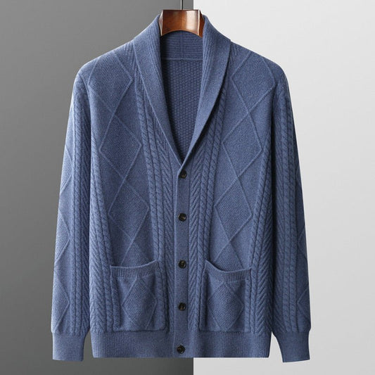 Cashmere Cardigan Men's Half Turtleneck Button Cashmere Coat - PratSN
