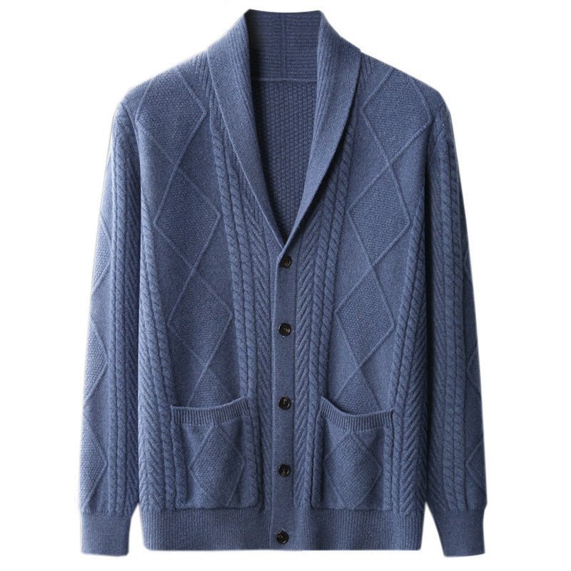 Cashmere Cardigan Men's Half Turtleneck Button Cashmere Coat - PratSN