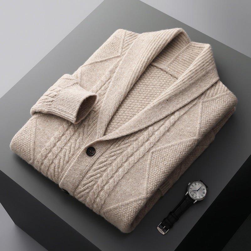 Cashmere Cardigan Men's Half Turtleneck Button Cashmere Coat - PratSN