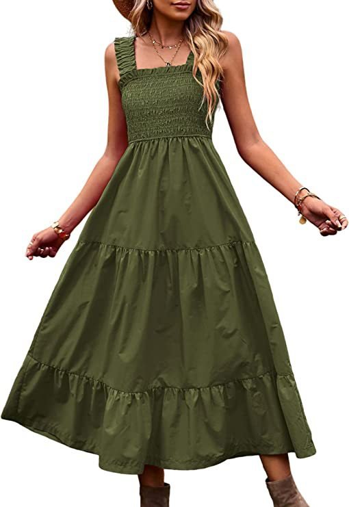 Casual Bohemian Sleeveless Spaghetti Strap Women's Summer Maxi Dress - PratSN
