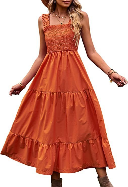 Casual Bohemian Sleeveless Spaghetti Strap Women's Summer Maxi Dress - PratSN