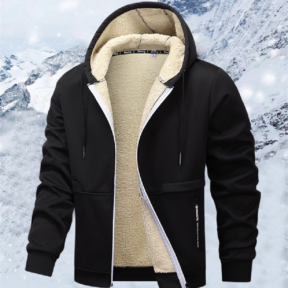 Casual Hoodies For Men Heavyweight Fleece Sweatshirt Winter Thick Sherpa Lined Hooded Zipper Jacket Thick Streetwear Coats - PratSN