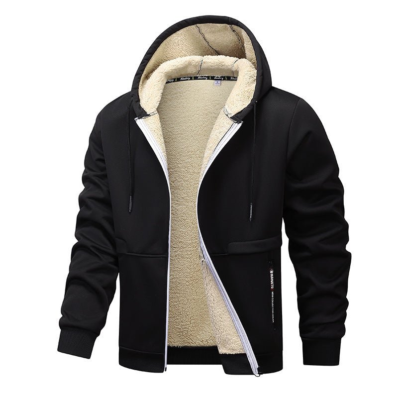 Casual Hoodies For Men Heavyweight Fleece Sweatshirt Winter Thick Sherpa Lined Hooded Zipper Jacket Thick Streetwear Coats - PratSN