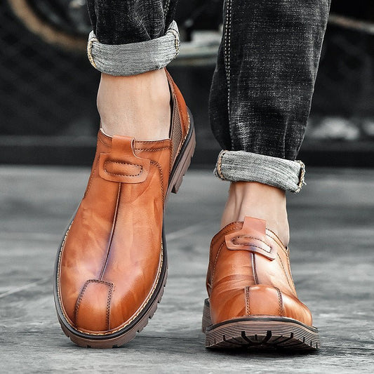 Casual leather shoes men loafers - PratSN