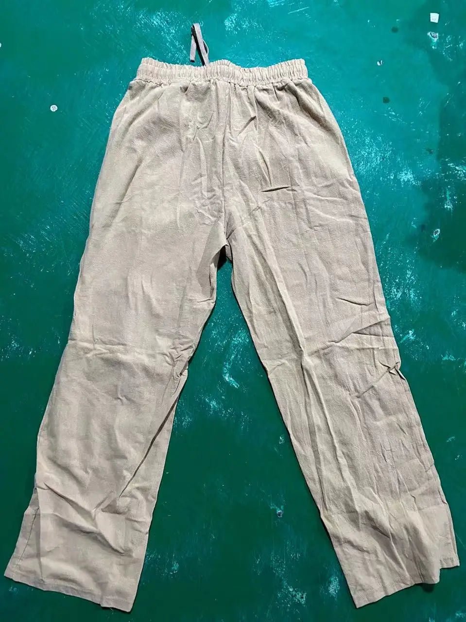 Casual Loose Cotton Linen Men Pants Summer Male High Elastic Waist Wide Leg Sand Holiday Beachwear Straight Full Trousers - PratSN