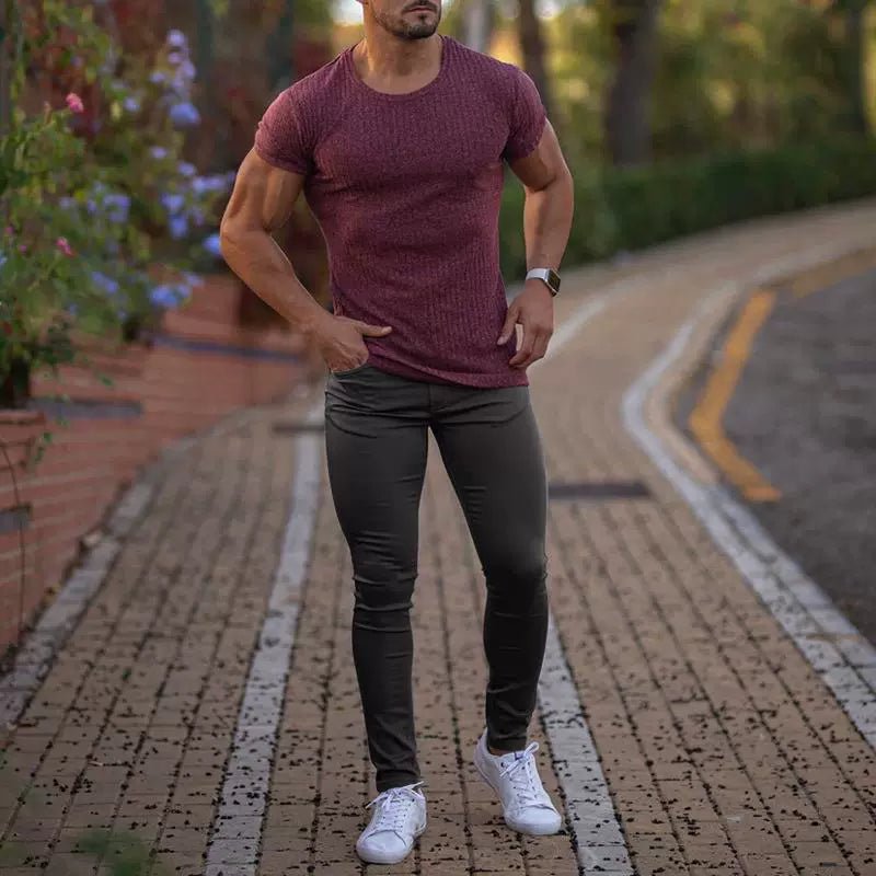 Casual Pants Slim Straight Leg Pants Men's High Waist Casual Pants Slim - Fitting Straight Pants - PratSN