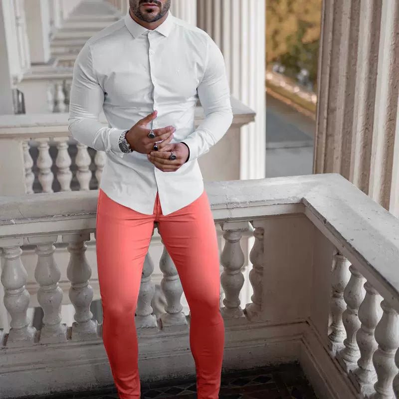 Casual Pants Slim Straight Leg Pants Men's High Waist Casual Pants Slim - Fitting Straight Pants - PratSN