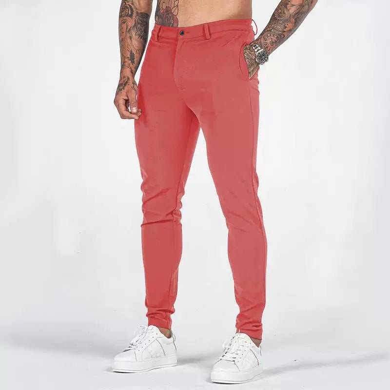 Casual Pants Slim Straight Leg Pants Men's High Waist Casual Pants Slim - Fitting Straight Pants - PratSN