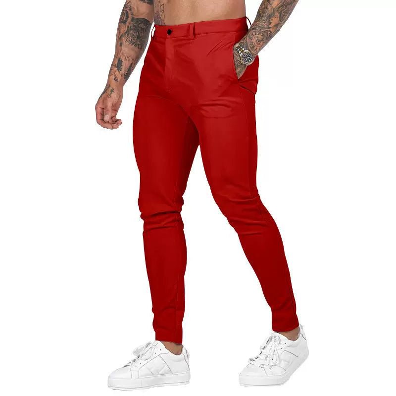 Casual Pants Slim Straight Leg Pants Men's High Waist Casual Pants Slim - Fitting Straight Pants - PratSN