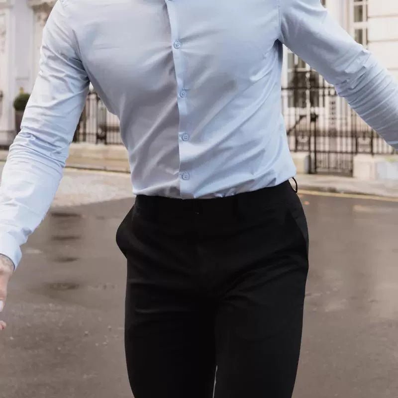 Casual Pants Slim Straight Leg Pants Men's High Waist Casual Pants Slim - Fitting Straight Pants - PratSN