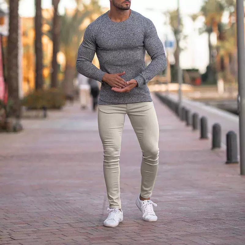 Casual Pants Slim Straight Leg Pants Men's High Waist Casual Pants Slim - Fitting Straight Pants - PratSN