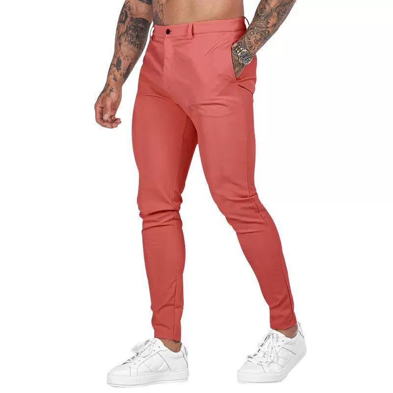 Casual Pants Slim Straight Leg Pants Men's High Waist Casual Pants Slim - Fitting Straight Pants - PratSN