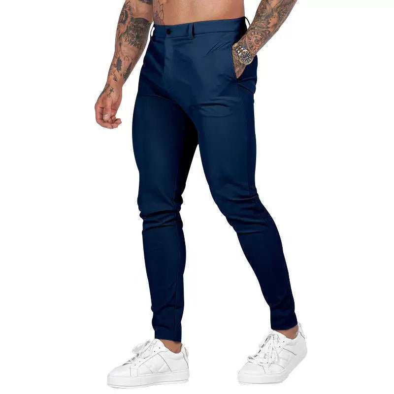 Casual Pants Slim Straight Leg Pants Men's High Waist Casual Pants Slim - Fitting Straight Pants - PratSN