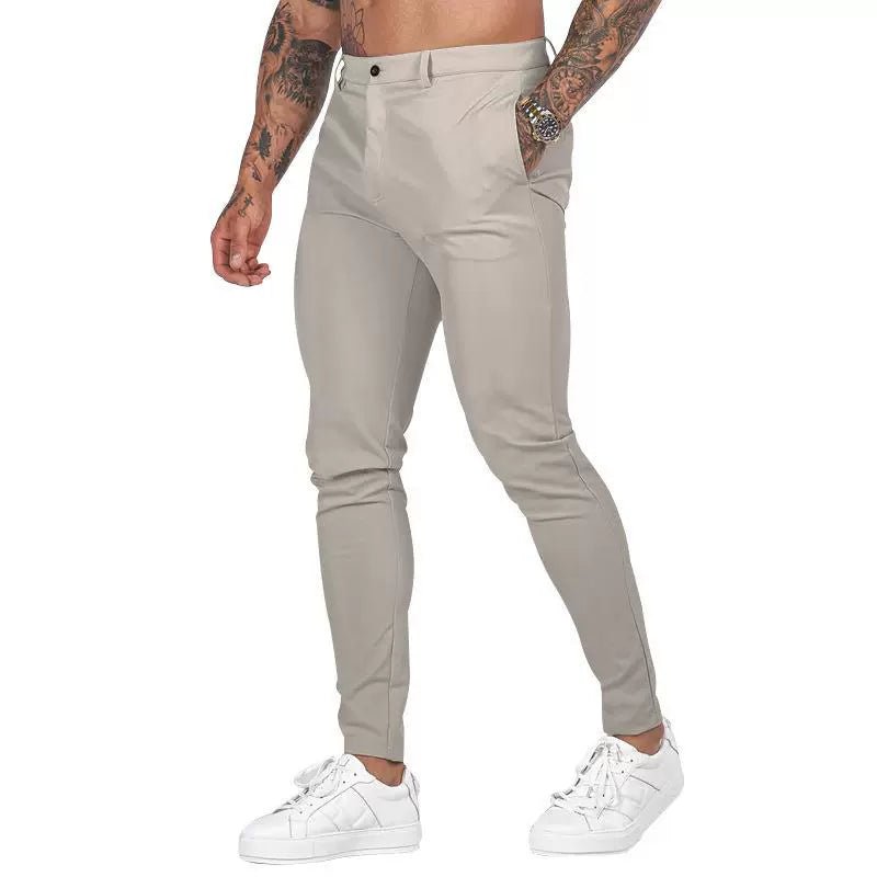 Casual Pants Slim Straight Leg Pants Men's High Waist Casual Pants Slim - Fitting Straight Pants - PratSN